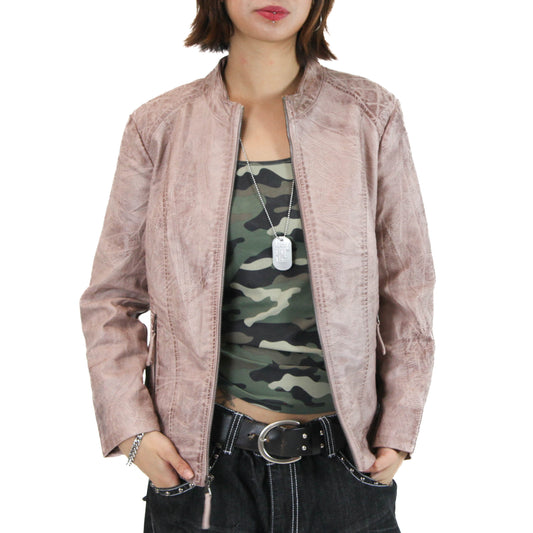 Vintage Pink Washed Leather Jacket