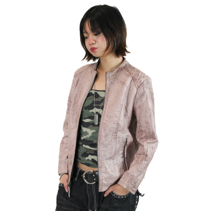 Vintage Pink Washed Leather Jacket