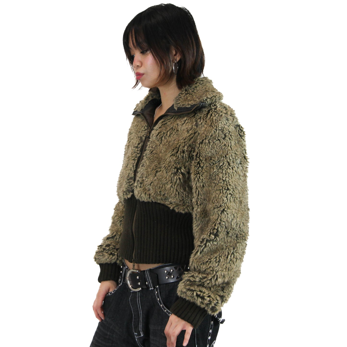 Cropped Light Brown Faux Fur Coat