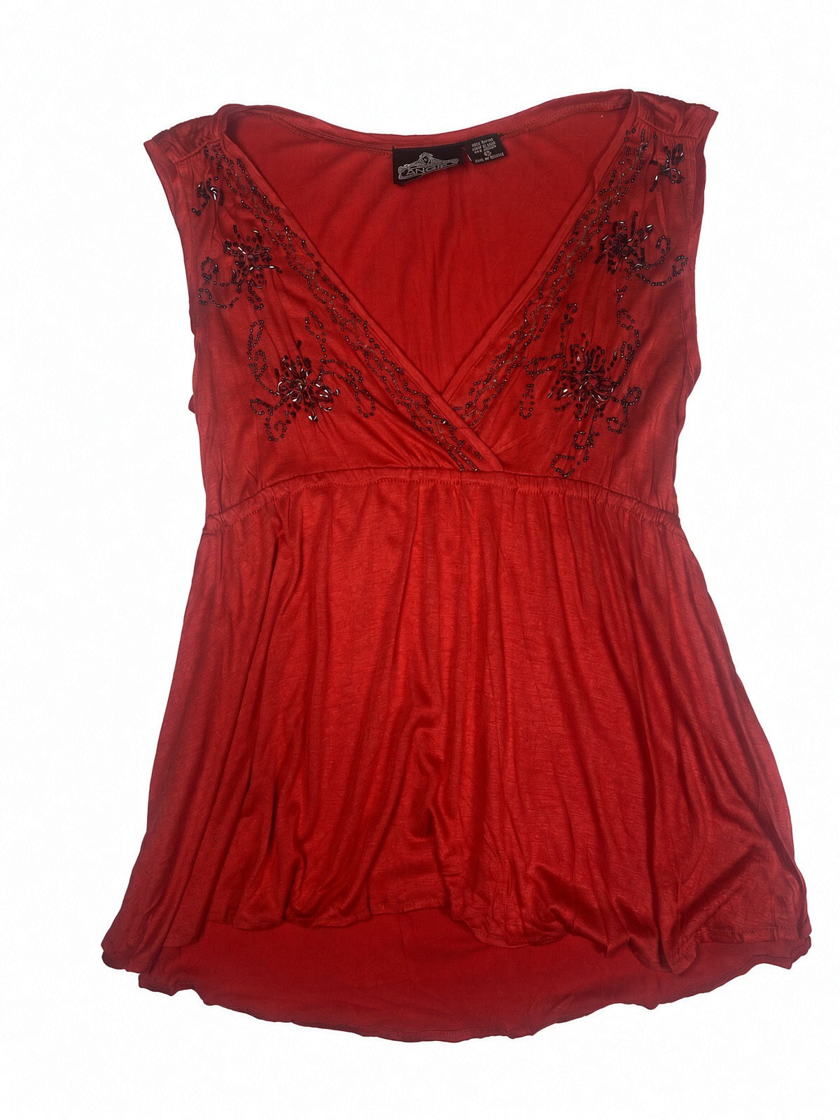 Red fairy style flowy tank with beads