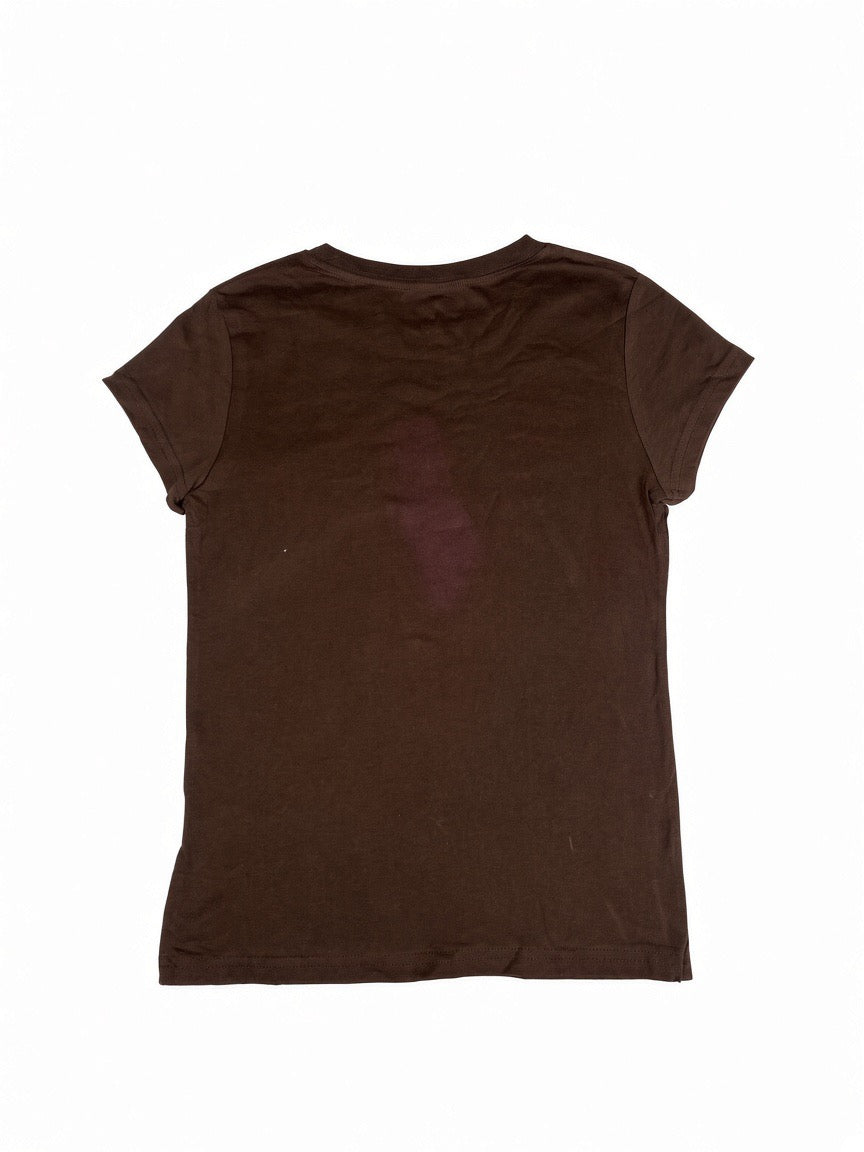 Dead-stock Brown 'Call Me' Graphic Baby Tee