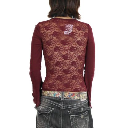 Backless Lace Long-Sleeve Top