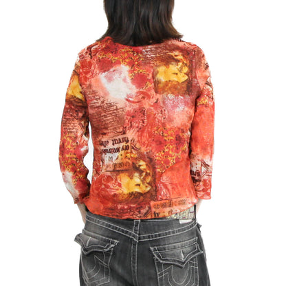 Fiery Mesh Long-Sleeves