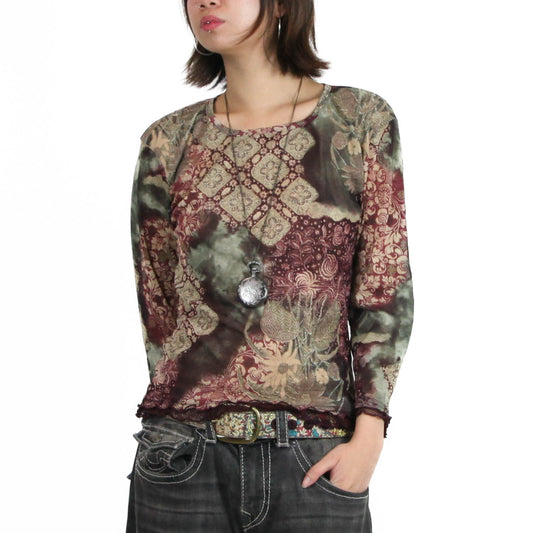 Bohemian Printed Mesh Top