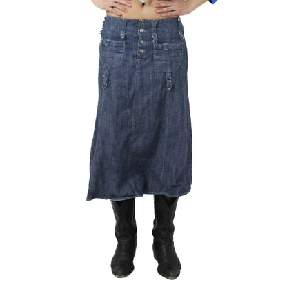 2000's Grunge Denim Maxi Skirt