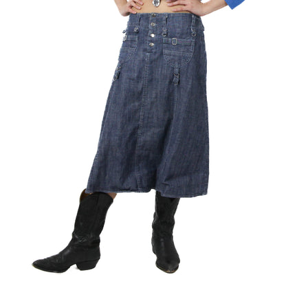 2000's Grunge Denim Maxi Skirt