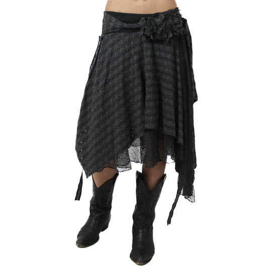 Archival-Style Ruffled Grey Skirt