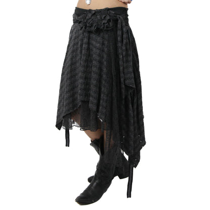 Archival-Style Ruffled Grey Skirt