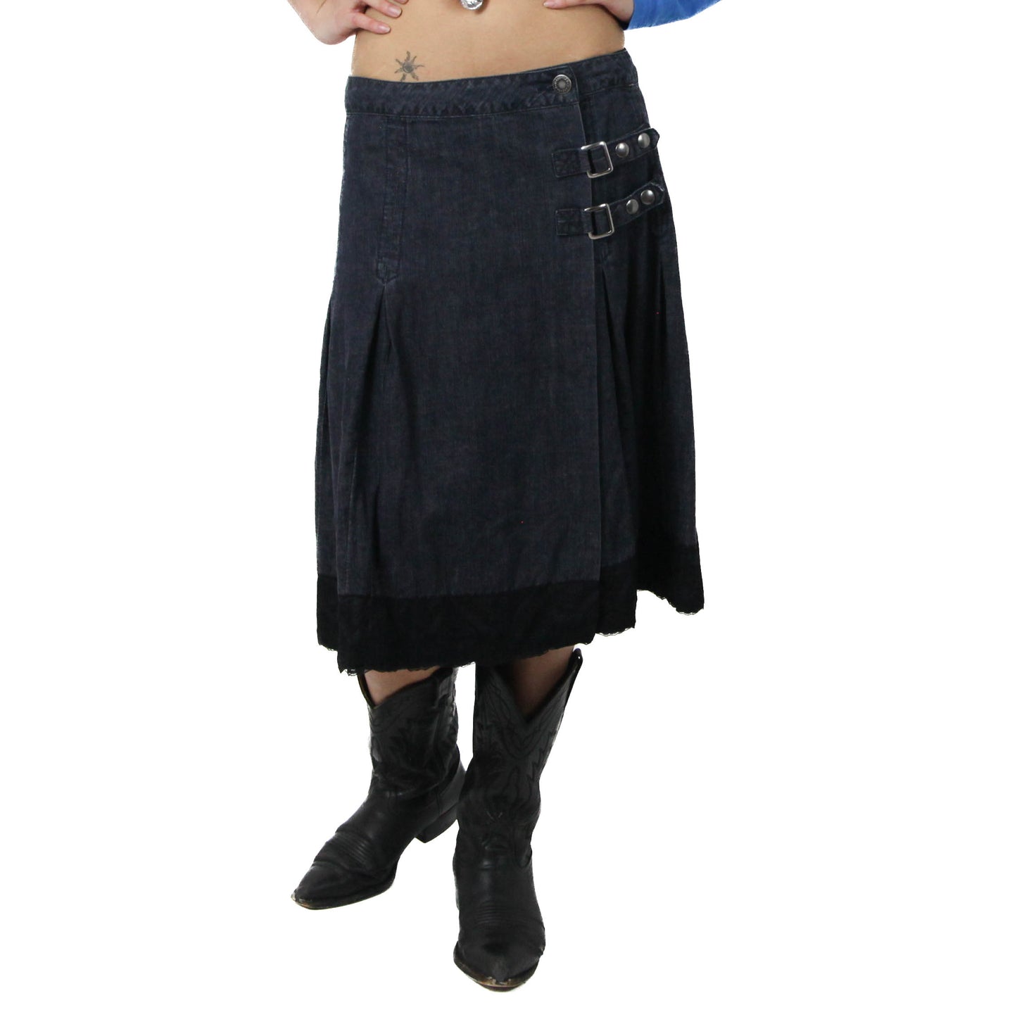 Dark Denim Wrap-Around Maxi Skirt