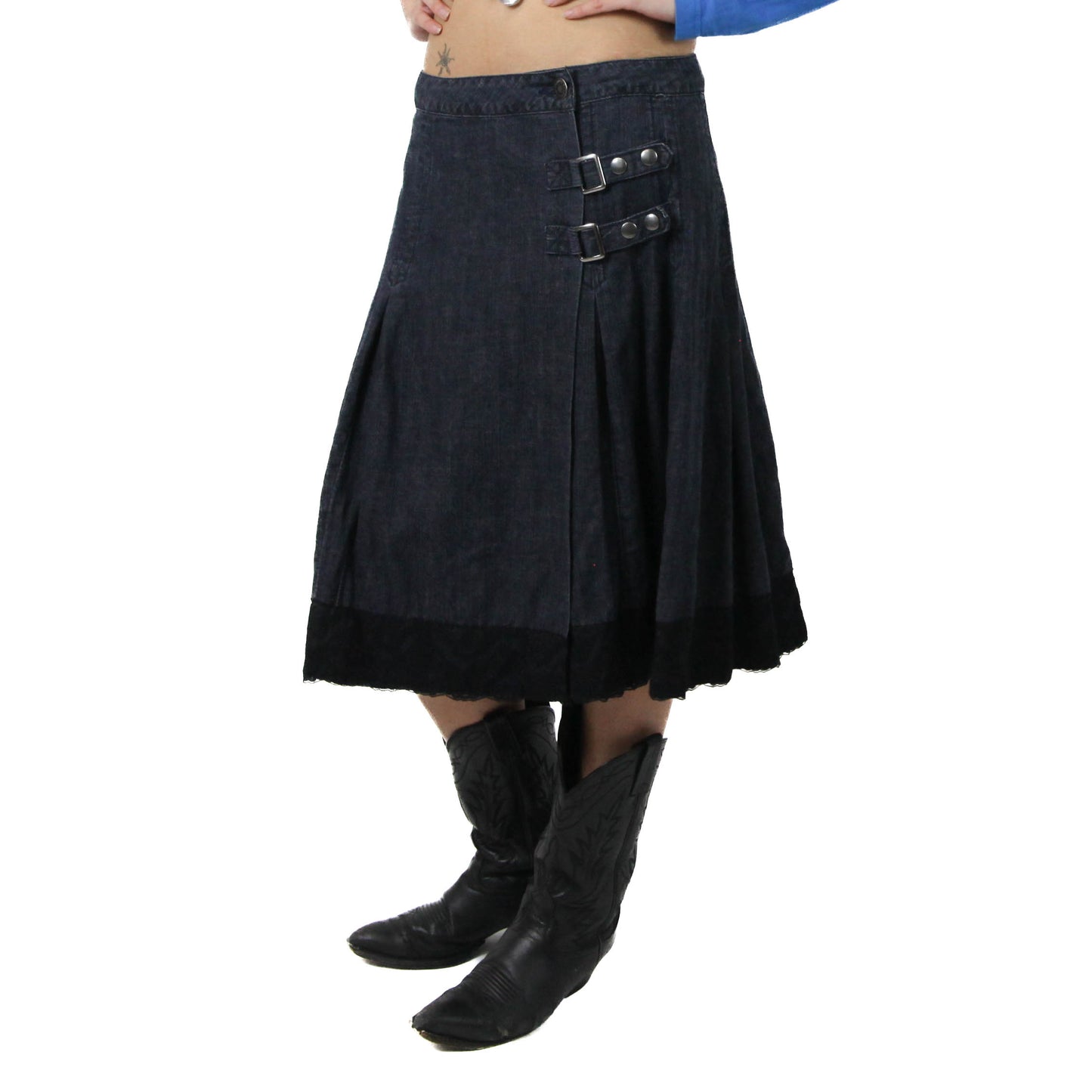 Dark Denim Wrap-Around Maxi Skirt