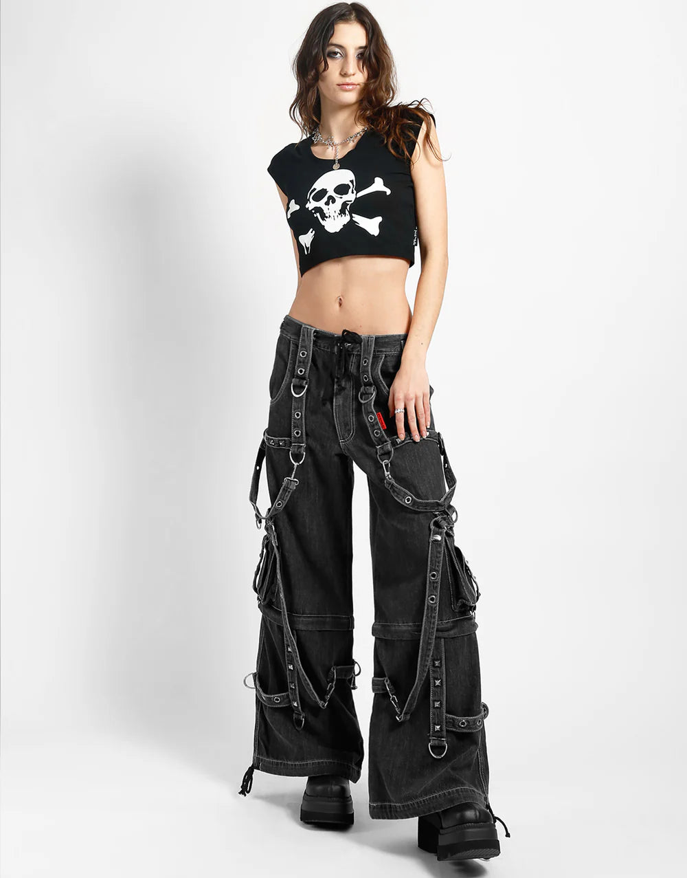Tripp NYC Denim Strap Pant Black - Rogue