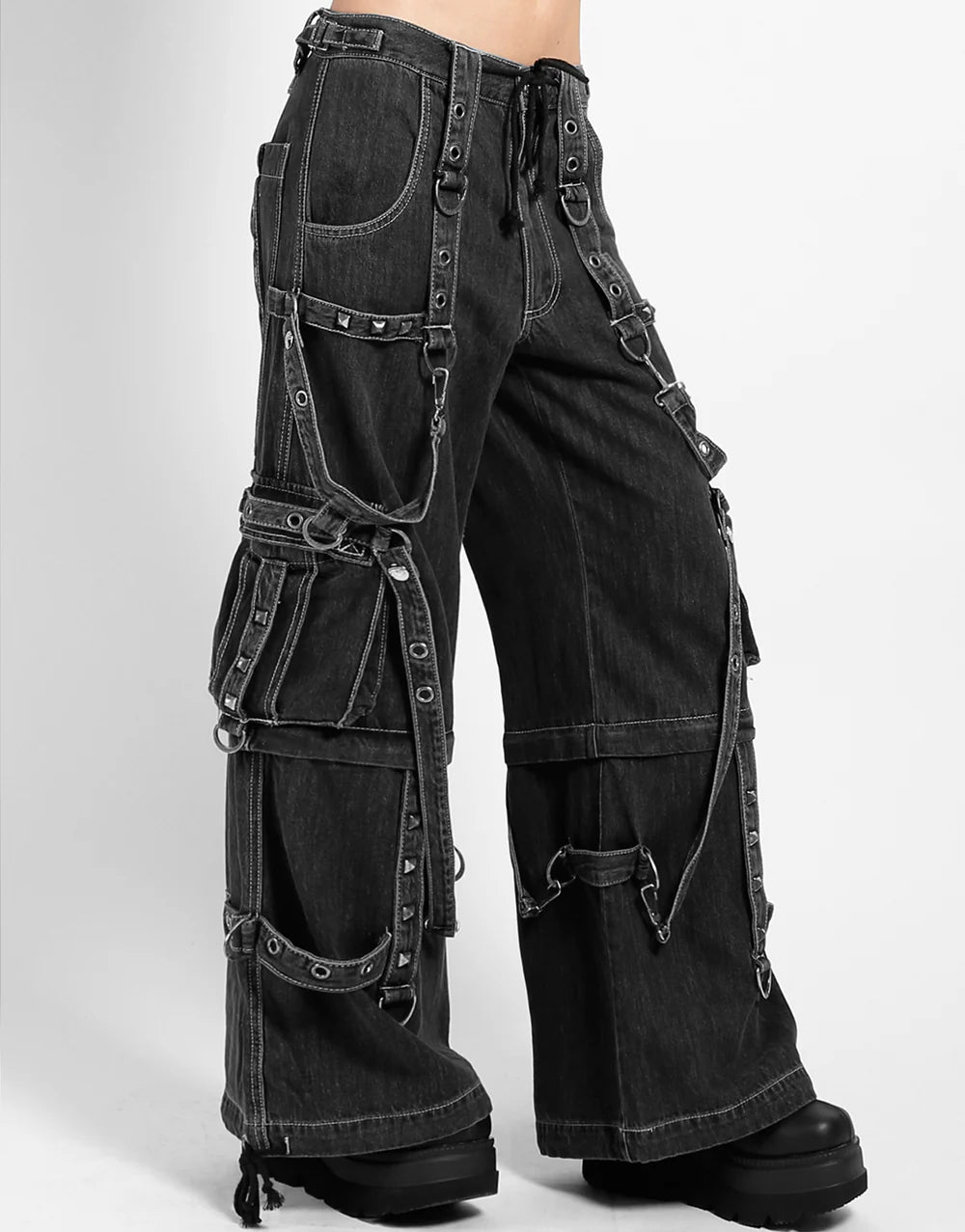Tripp NYC Denim Strap Pant Black - Rogue