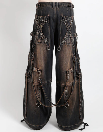X-Strap Pant Dirty Wash Blue Denim