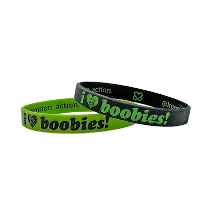 I LOVE BOOBIES! LIME GREEN BRAT BRACELET PACK