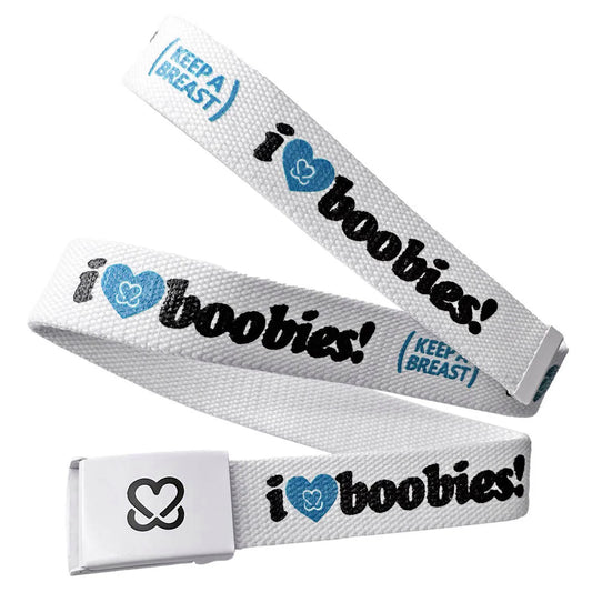 I LOVE BOOBIES! BELT - Blue/White