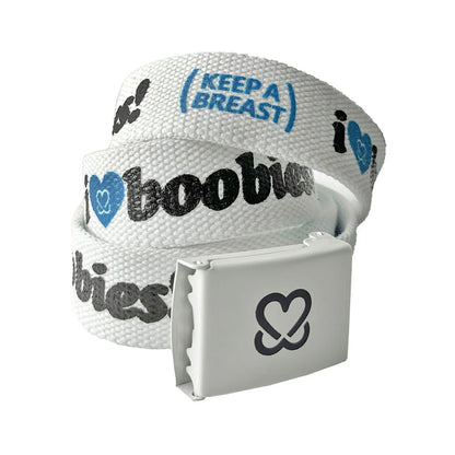 I LOVE BOOBIES! BELT - Blue/White