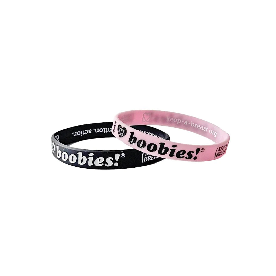 I LOVE BOOBIES! MINI BRACELETS LICORICE/LIGHT PINK 2-PACK