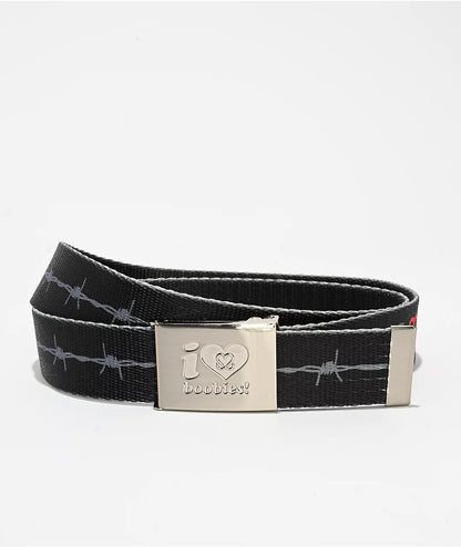 i love boobies!® Barbed Black Web Belt