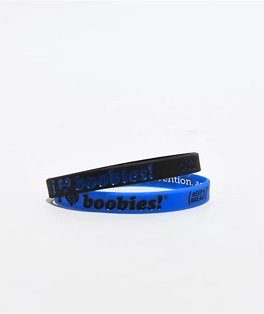I LOVE BOOBIES! MINI BRACELETS BLACK/BLUE 2-PACK - Rogue