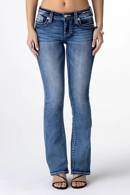 Miss Me Silver Angel Down Wings Bootcut Jeans