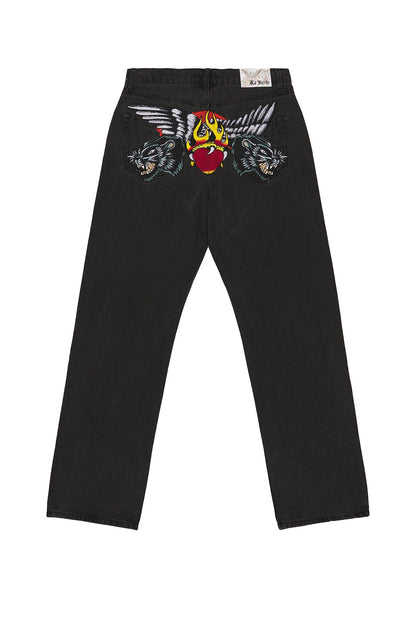 Ed Hardy Panther Wings Loose Fit Jeans