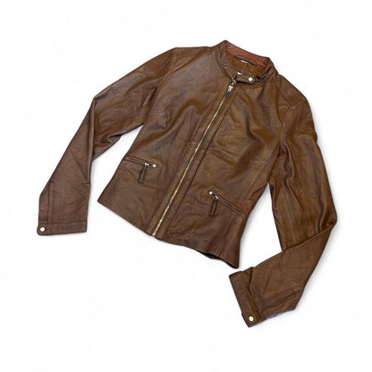 Vintage Laura Clement Moto Brown Aged Jacket