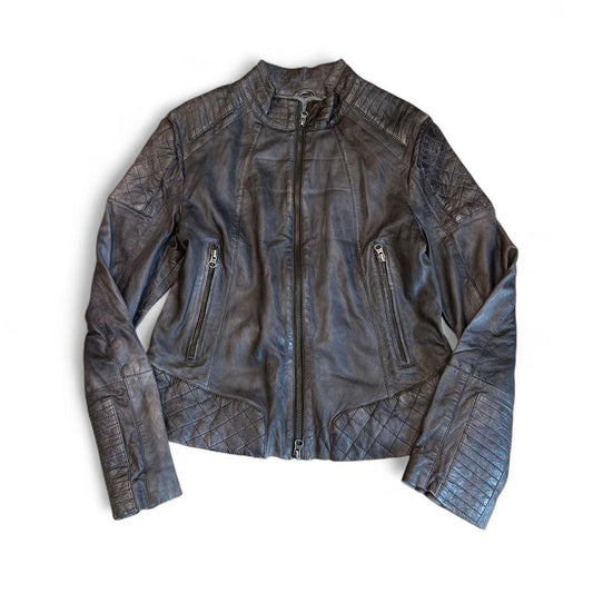 Vintage CKN Y2K Quilted Leather Jacket Grey