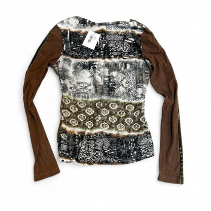 Vintage Exquiss's Brown Patched Grunge Y2K Long Sleeve