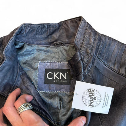 Vintage CKN Y2K Quilted Leather Jacket Grey