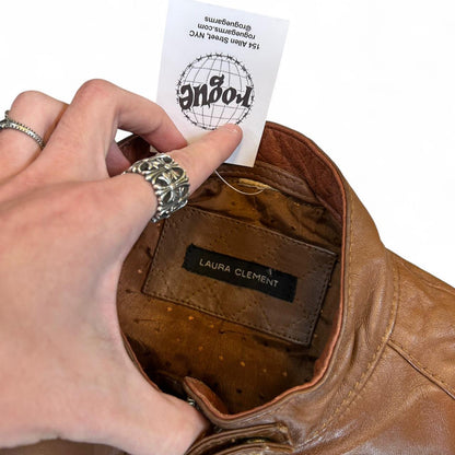 Vintage Laura Clement Moto Brown Aged Jacket