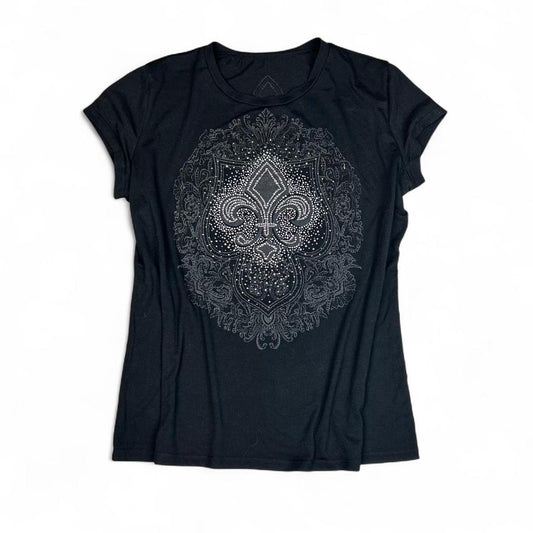 McBling Fleur De Lis Bedazzled Top
