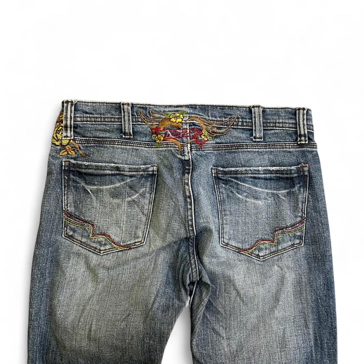 Low Rise Flare Embroidered Jeans