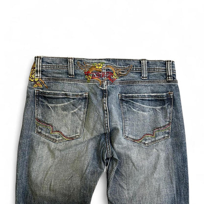 Low Rise Flare Embroidered Jeans