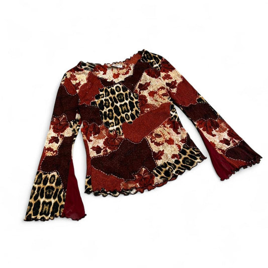 Y2K Patched Cheetah Flare Long Sleeve