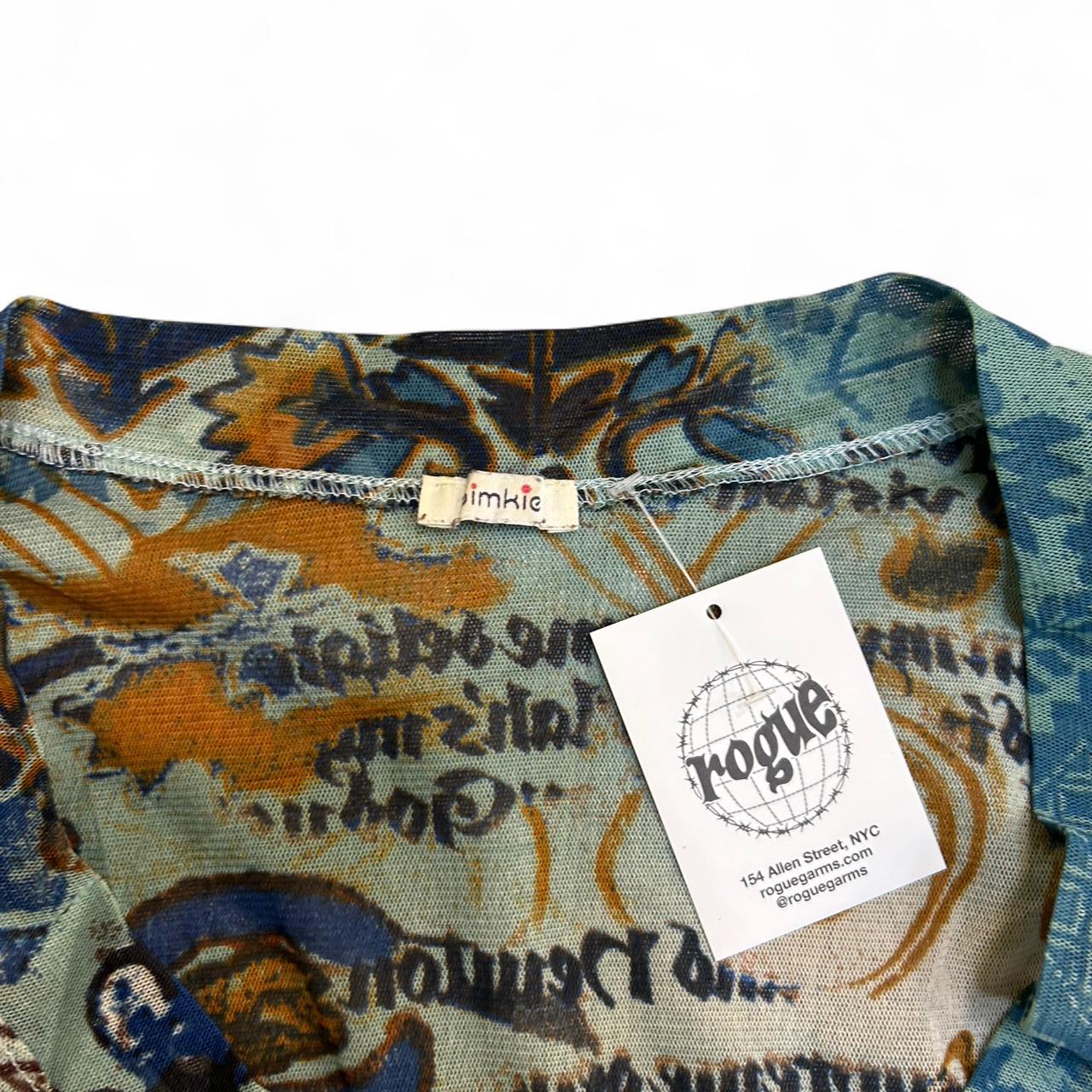 Y2K Mesh Script Blue Long Sleeve