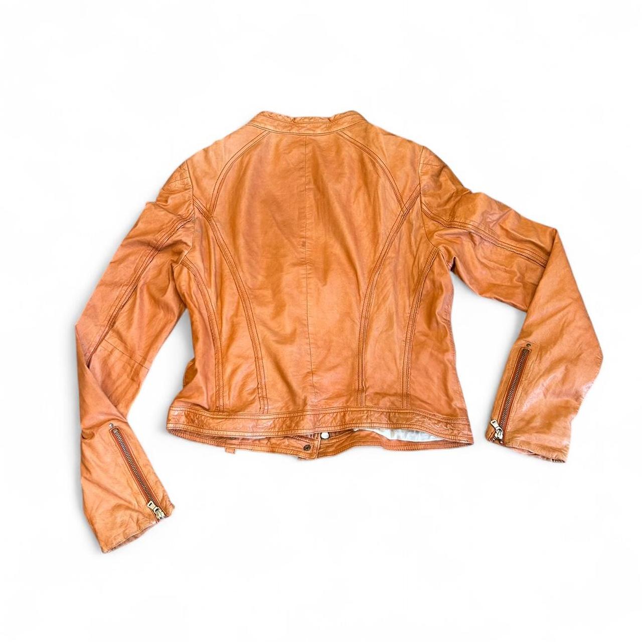 Vintage Milestone Orange Leather Moto Jacket Y2K