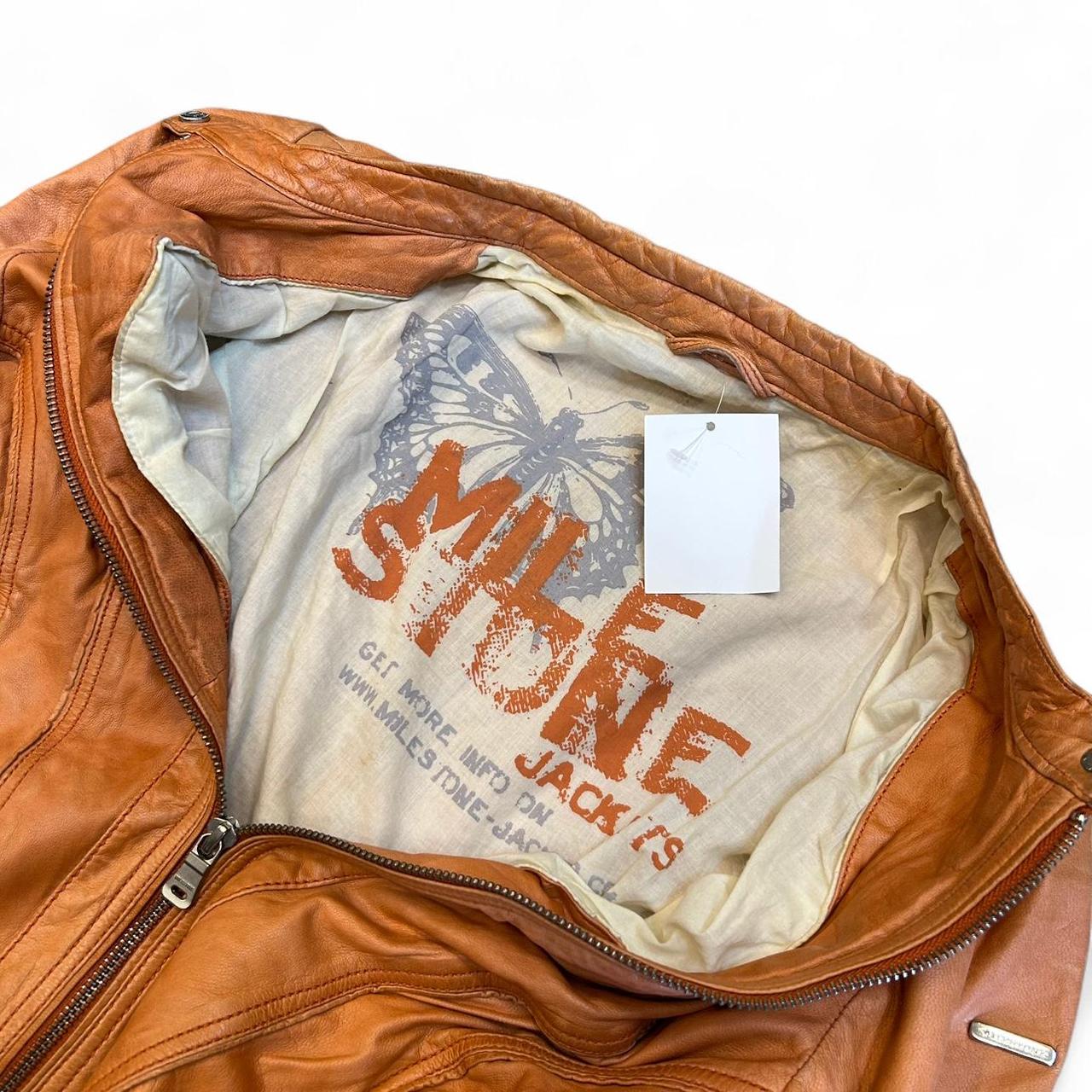 Vintage Milestone Orange Leather Moto Jacket Y2K
