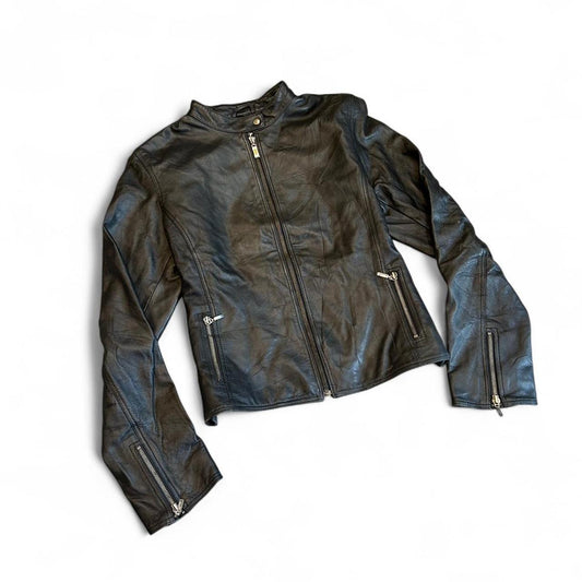 Vintage Moto Serge Pariente Leather Zip Jacket Black