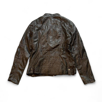 Y2K Punchball Motorcycle Leather Biker Jacket Black