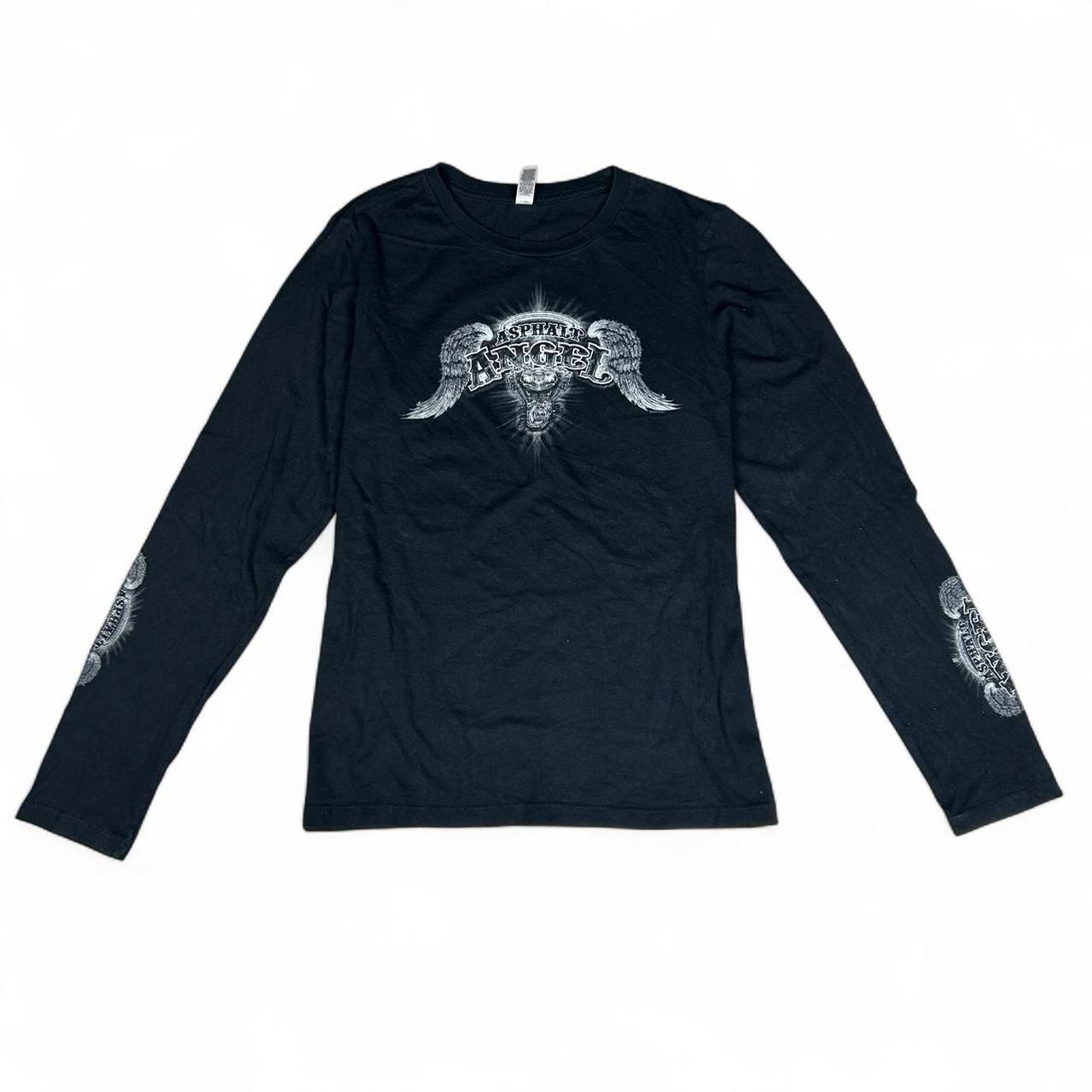Y2k Biker Asphalt Angel Winged Tee