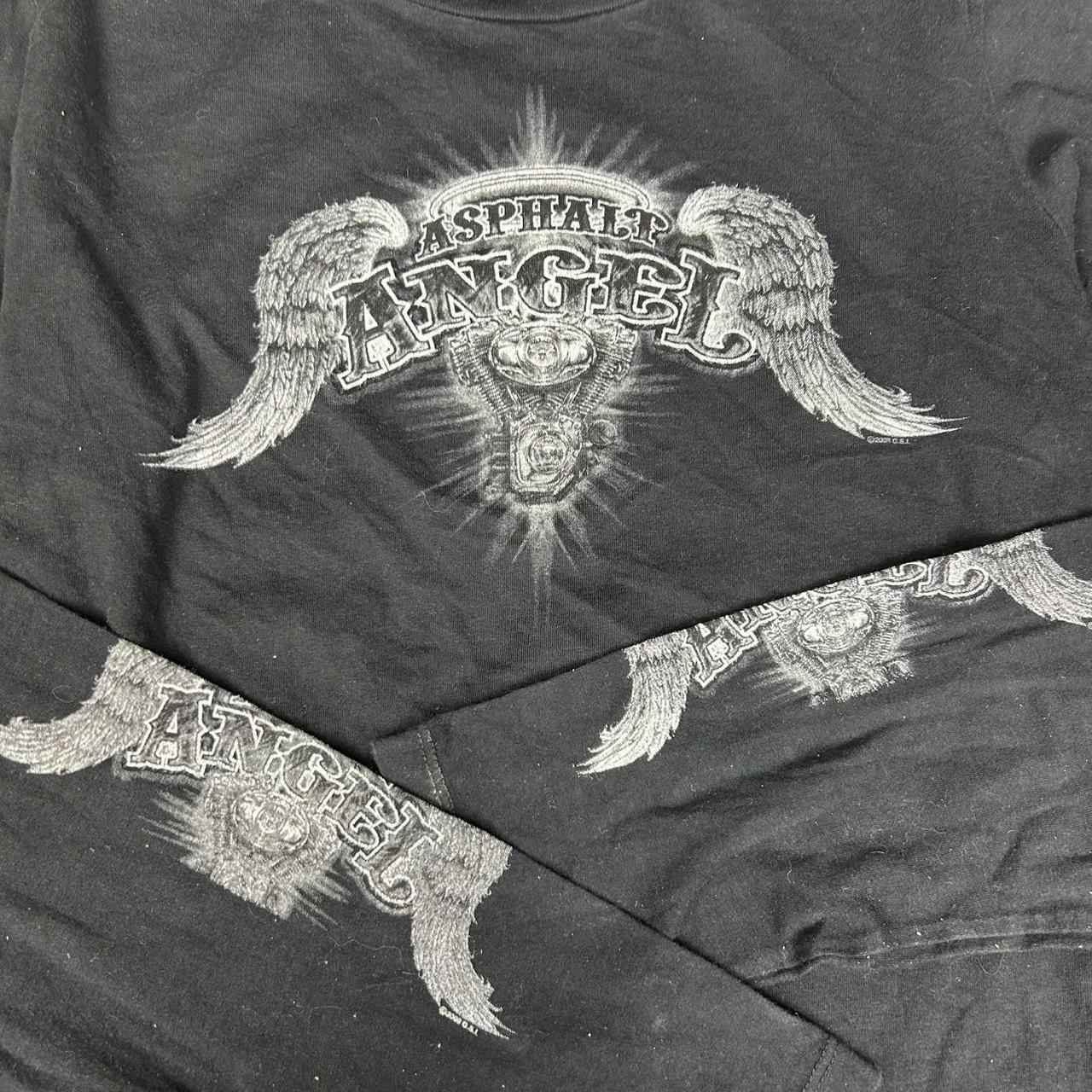 Y2k Biker Asphalt Angel Winged Tee