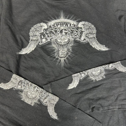 Y2k Biker Asphalt Angel Winged Tee