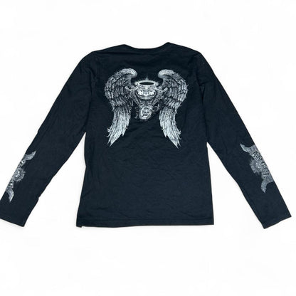 Y2k Biker Asphalt Angel Winged Tee