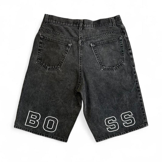 BOSS Men's Black and Grey Shorts