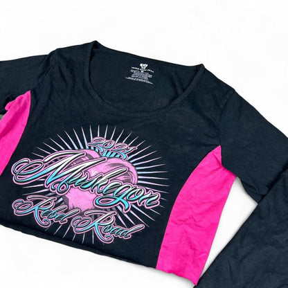 Biker Colorblocked Long Sleeve Crop Tee