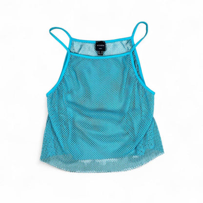 Cropped mesh rave tank