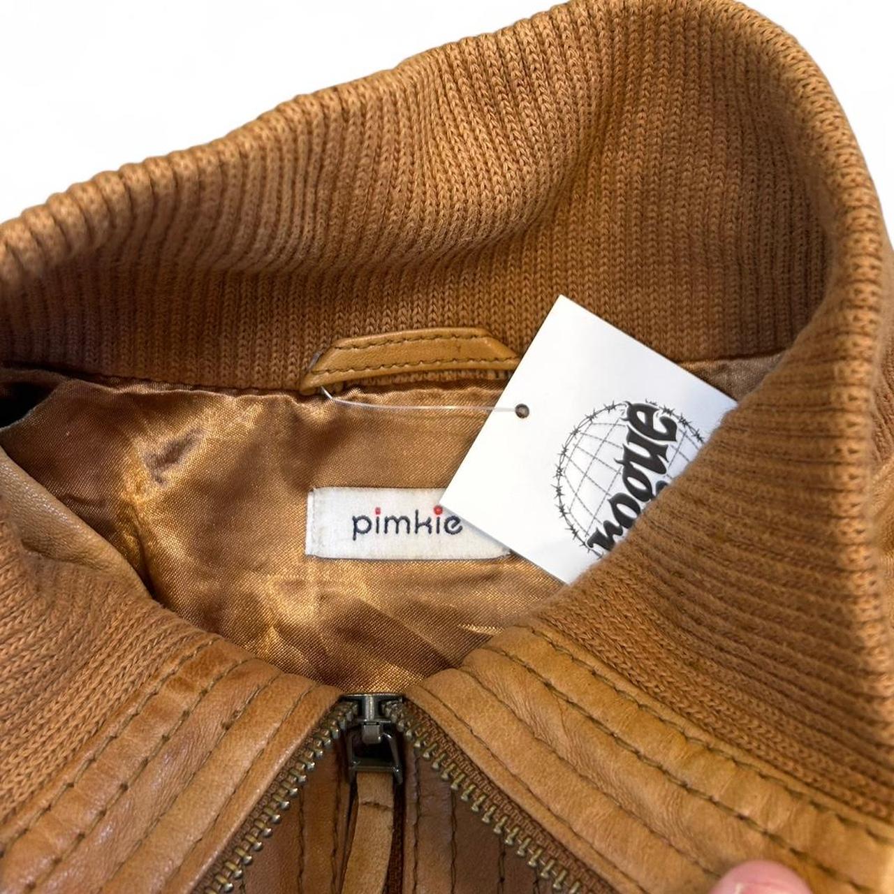 Brown Moto Leather Jacket Full Zip Y2K