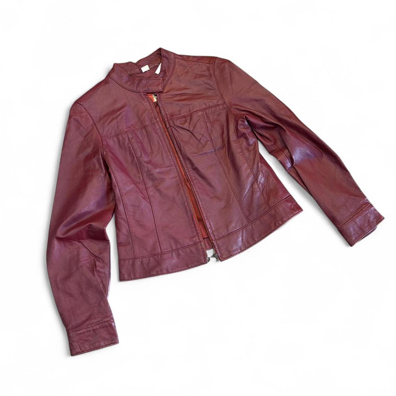 Cherry Red Leather Tight Moto Jacket Y2K Coquette