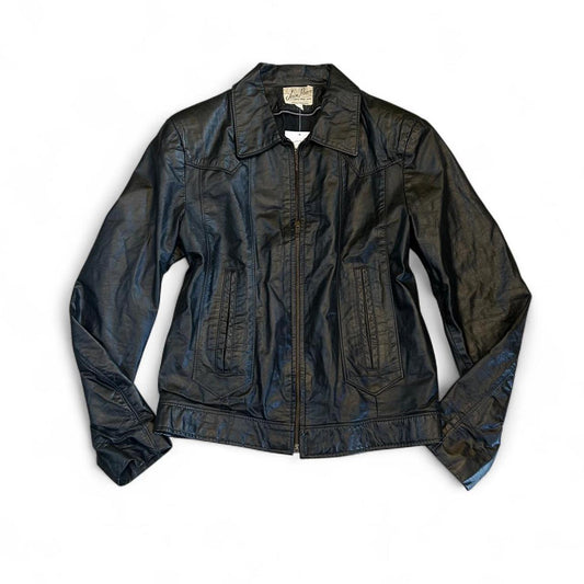 Vintage Women's Leather Biker Jean-Pierre Moto Black Y2K