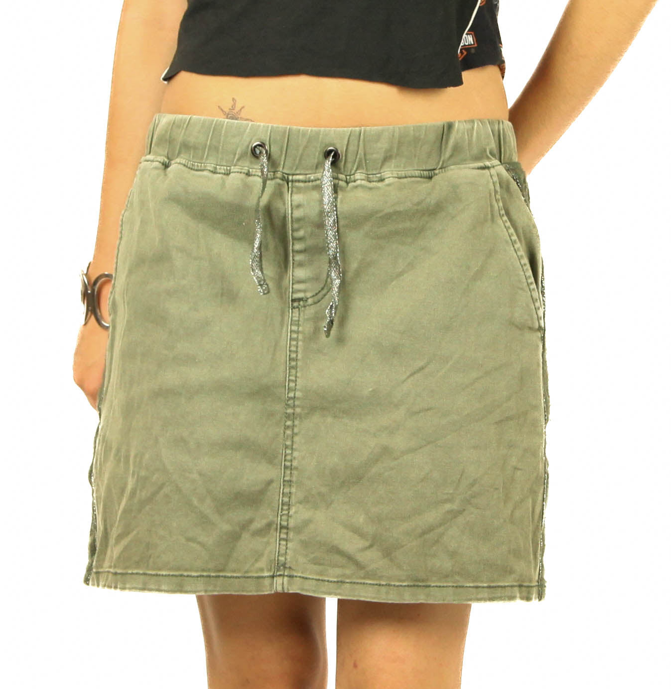 European Forrest Green Drawstring Side Shimmer Mini Skirt 🌱